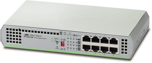 Allied Telesis GS910/8 Unmanaged Gigabit Ethernet (10/100/1000) Gray