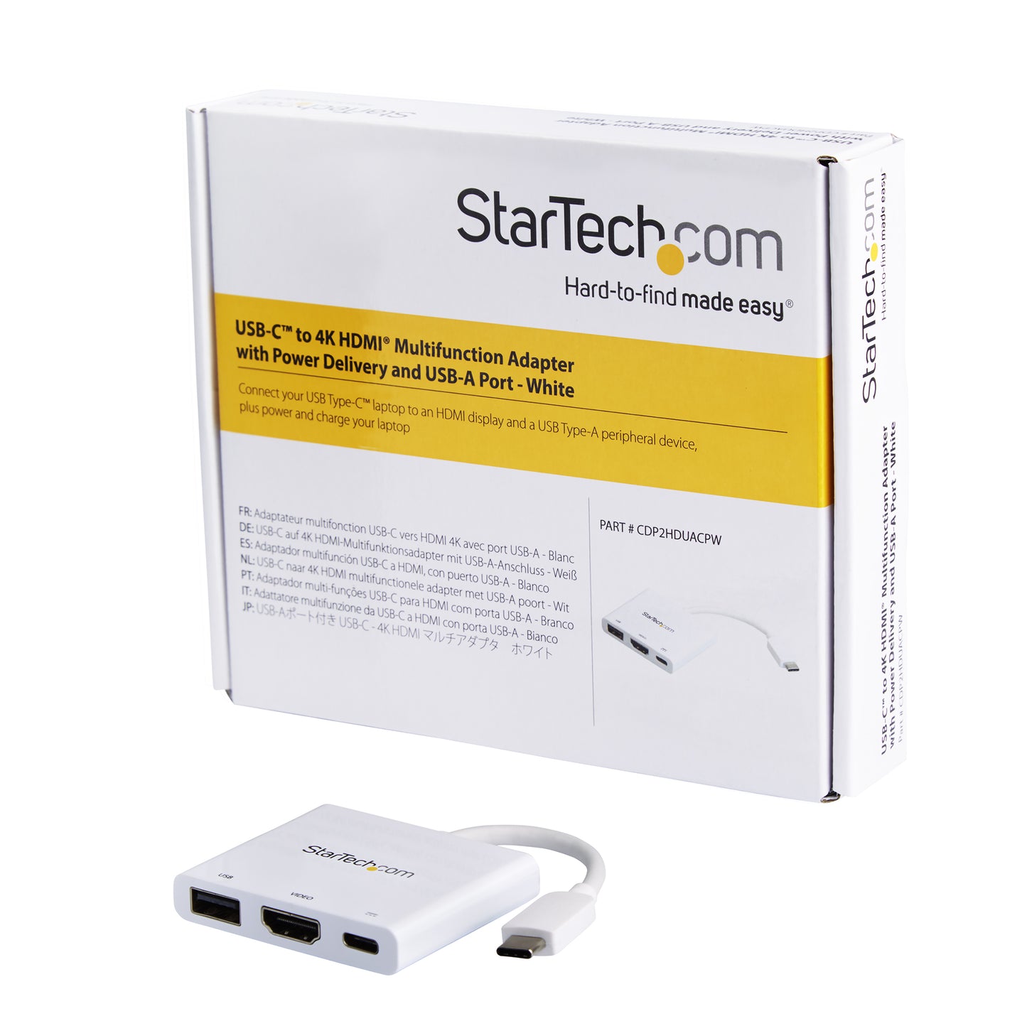 StarTech.com CDP2HDUACPW laptop dock/port replicator Wired USB 3.2 Gen 1 (3.1 Gen 1) Type-C White