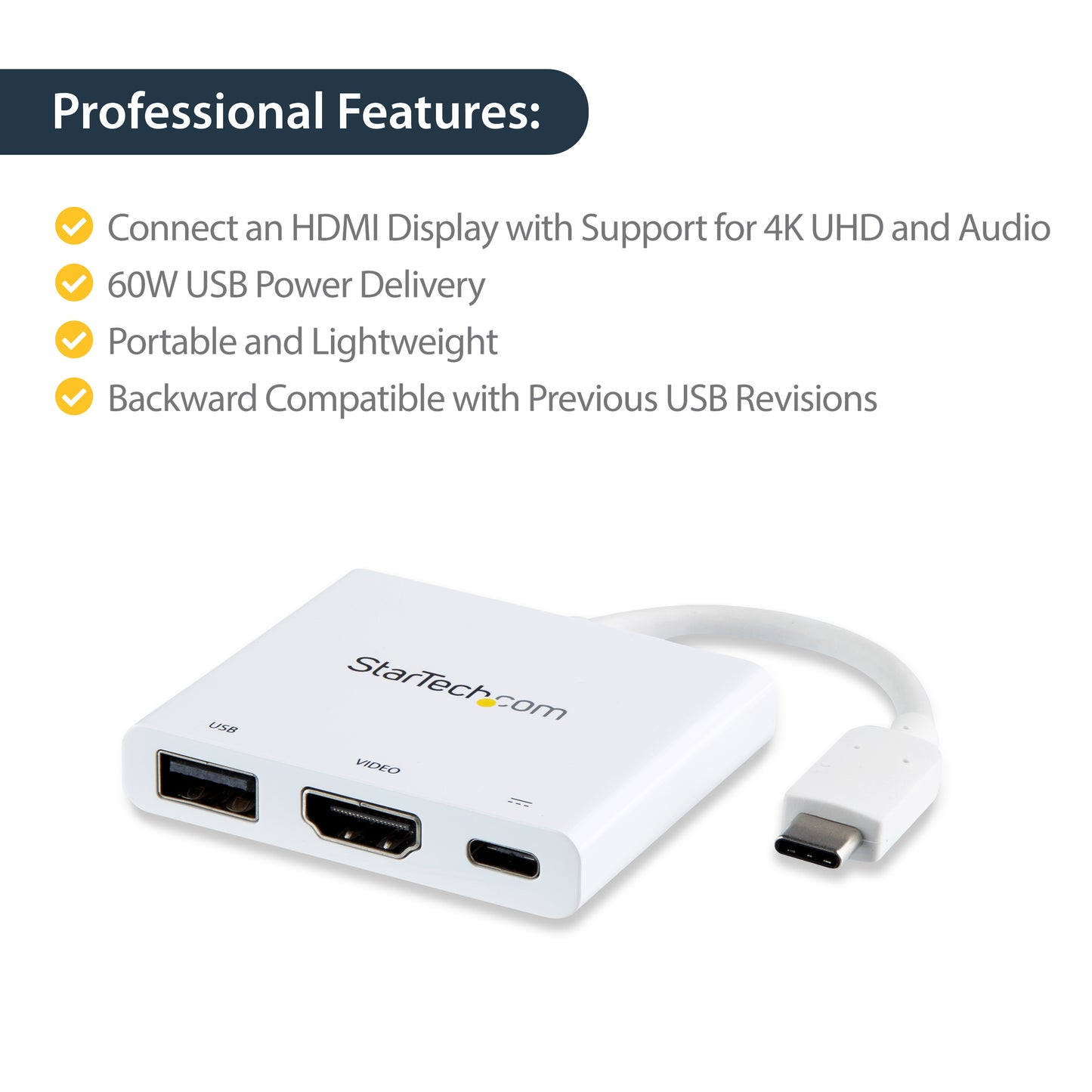 StarTech.com CDP2HDUACPW laptop dock/port replicator Wired USB 3.2 Gen 1 (3.1 Gen 1) Type-C White
