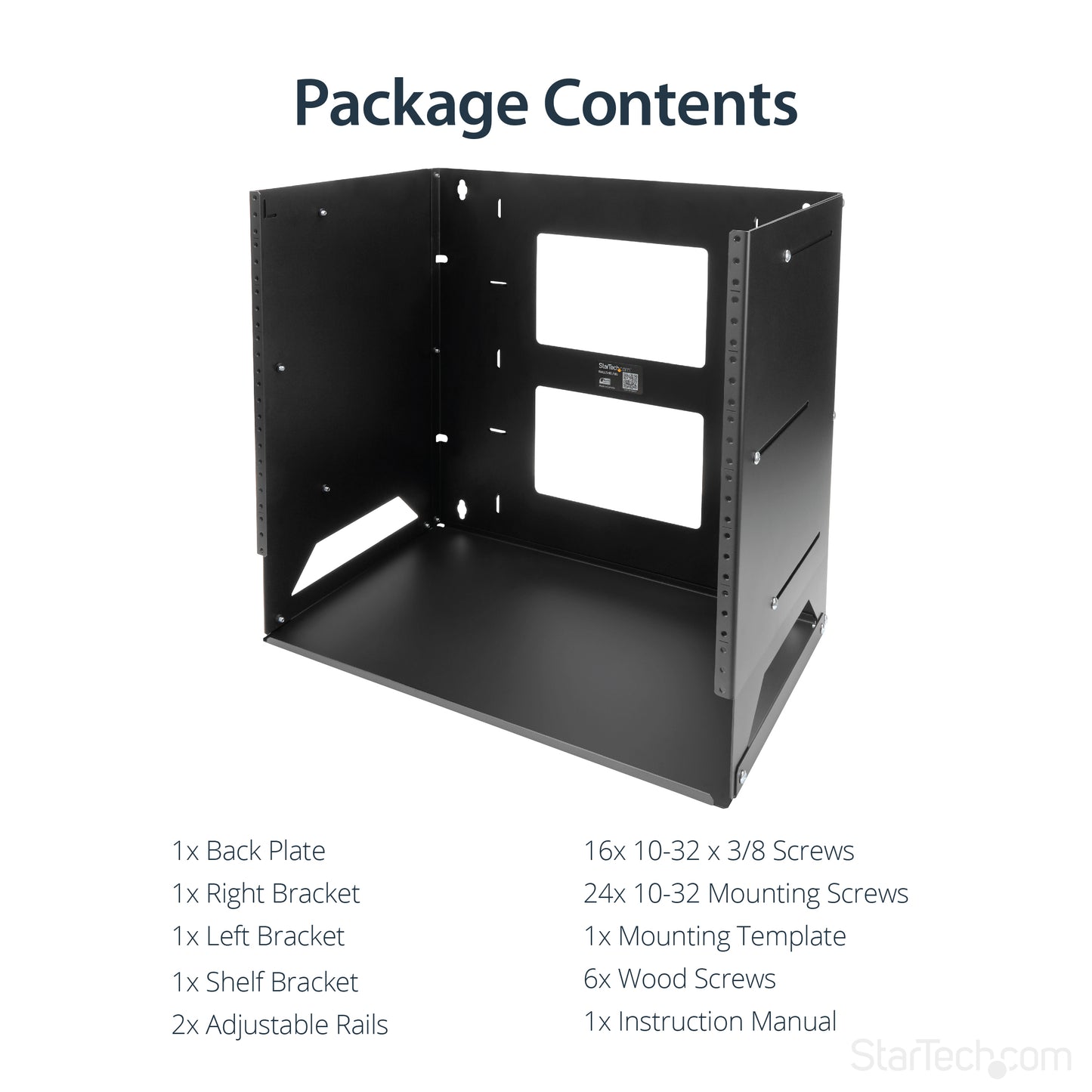 StarTech.com WALLSHELF8U rack cabinet 8U Wall mounted rack Black