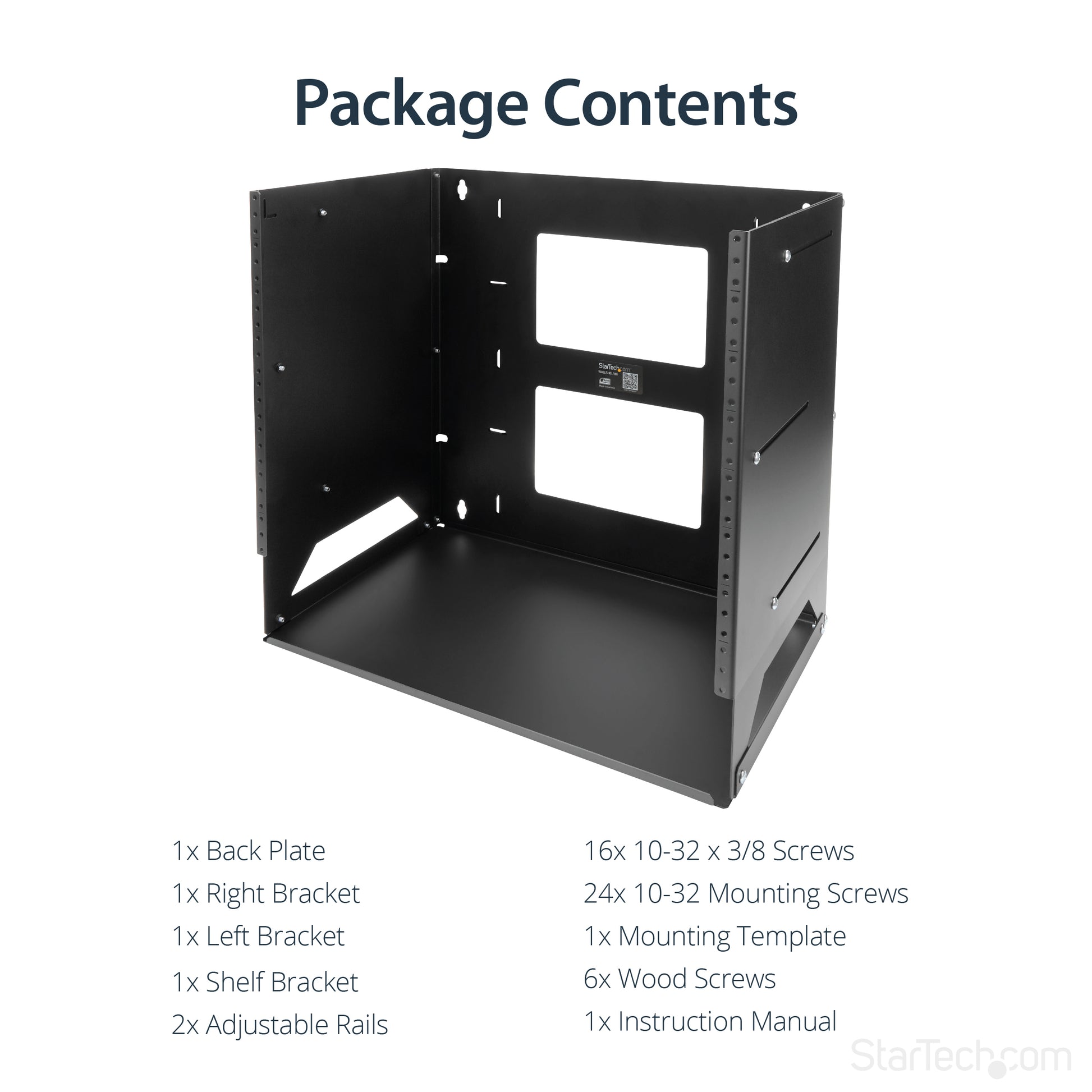 StarTech.com WALLSHELF8U rack cabinet 8U Wall mounted rack Black