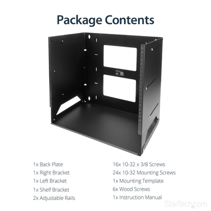 StarTech.com WALLSHELF8U rack cabinet 8U Wall mounted rack Black