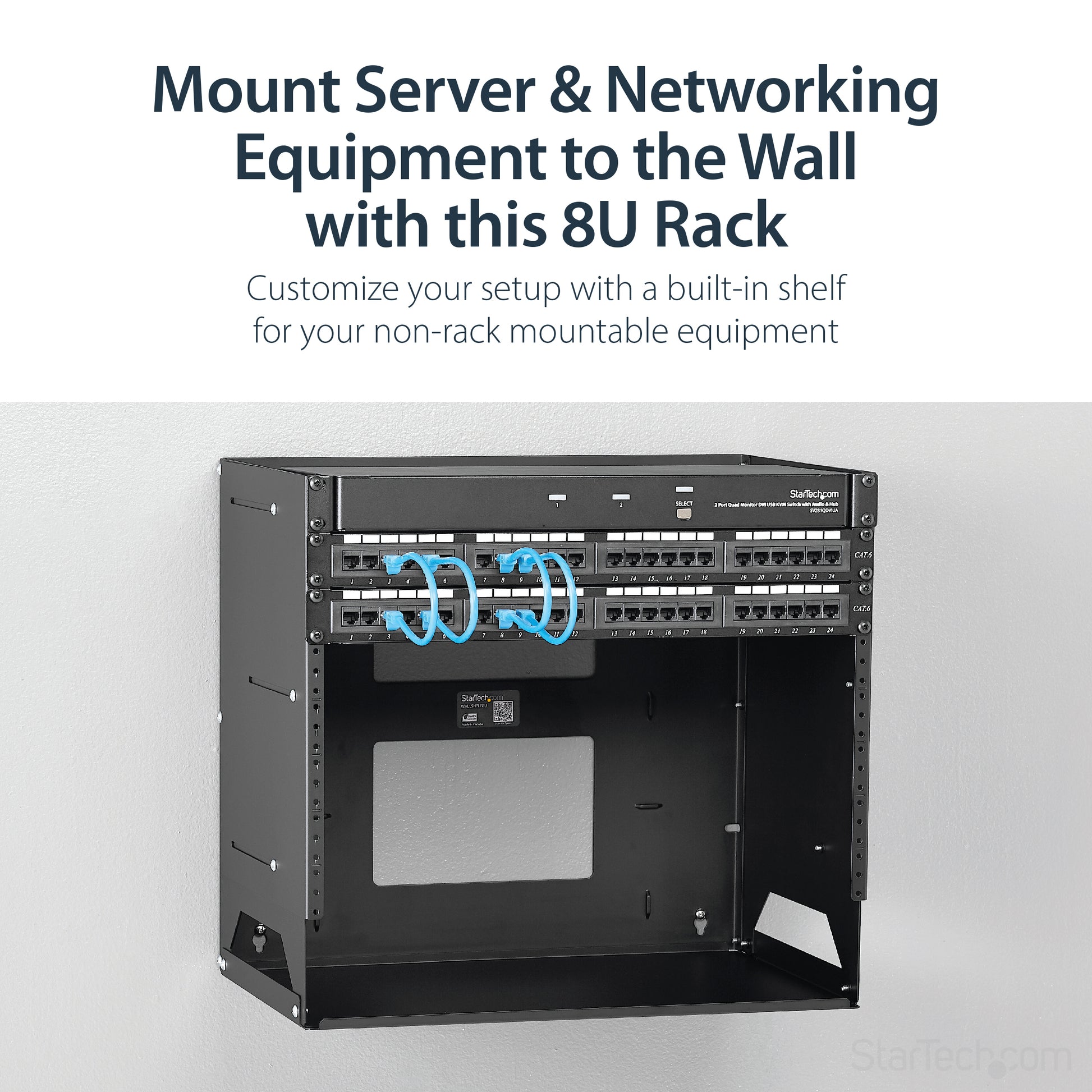 StarTech.com WALLSHELF8U rack cabinet 8U Wall mounted rack Black