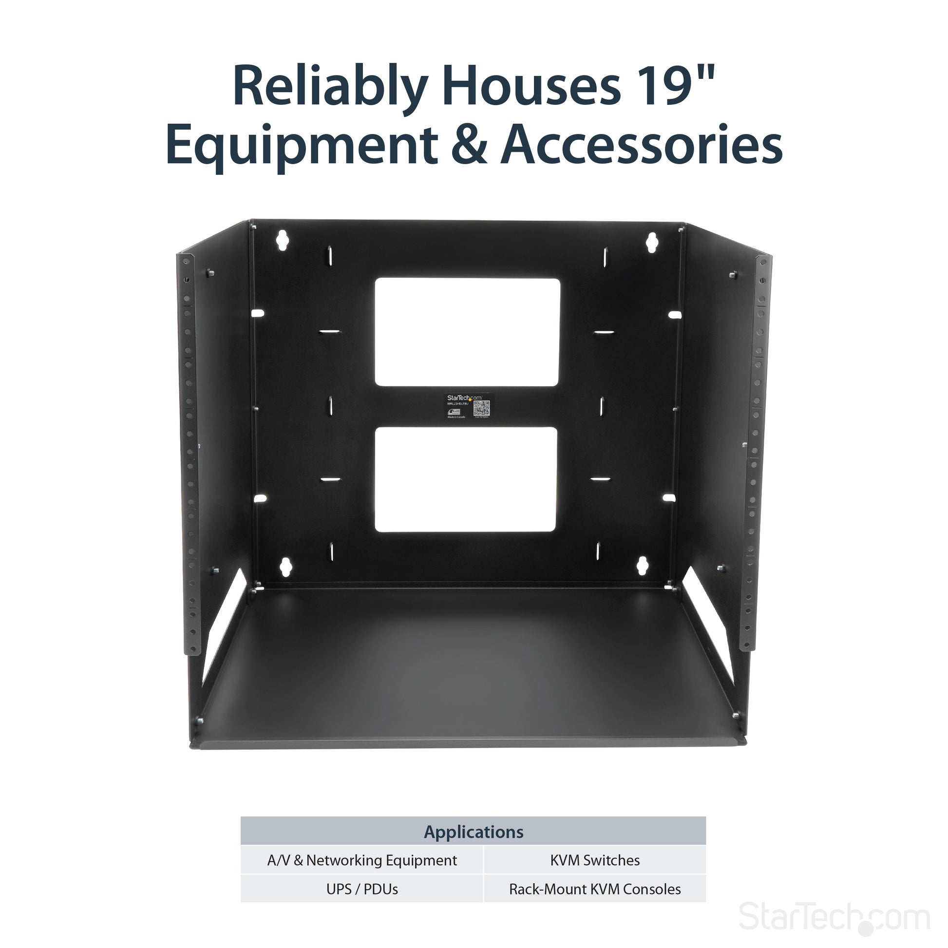 StarTech.com WALLSHELF8U rack cabinet 8U Wall mounted rack Black