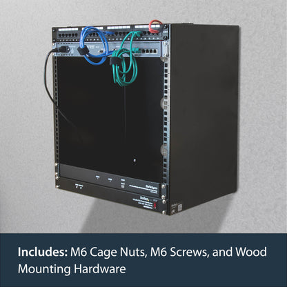 StarTech.com WALLMNT12 rack cabinet 12U Wall mounted rack Black