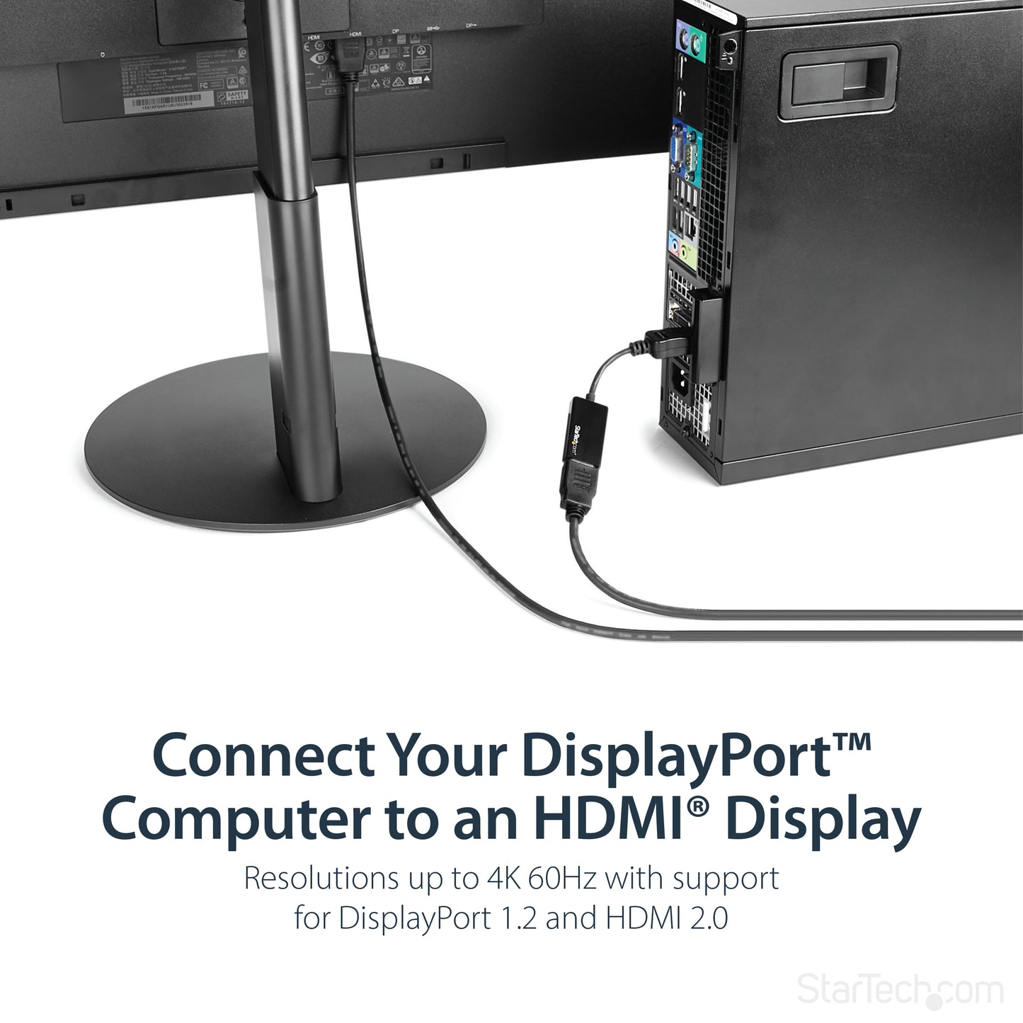 StarTech.com DP2HD4K60S video cable adapter 8.46" (0.215 m) DisplayPort HDMI Black