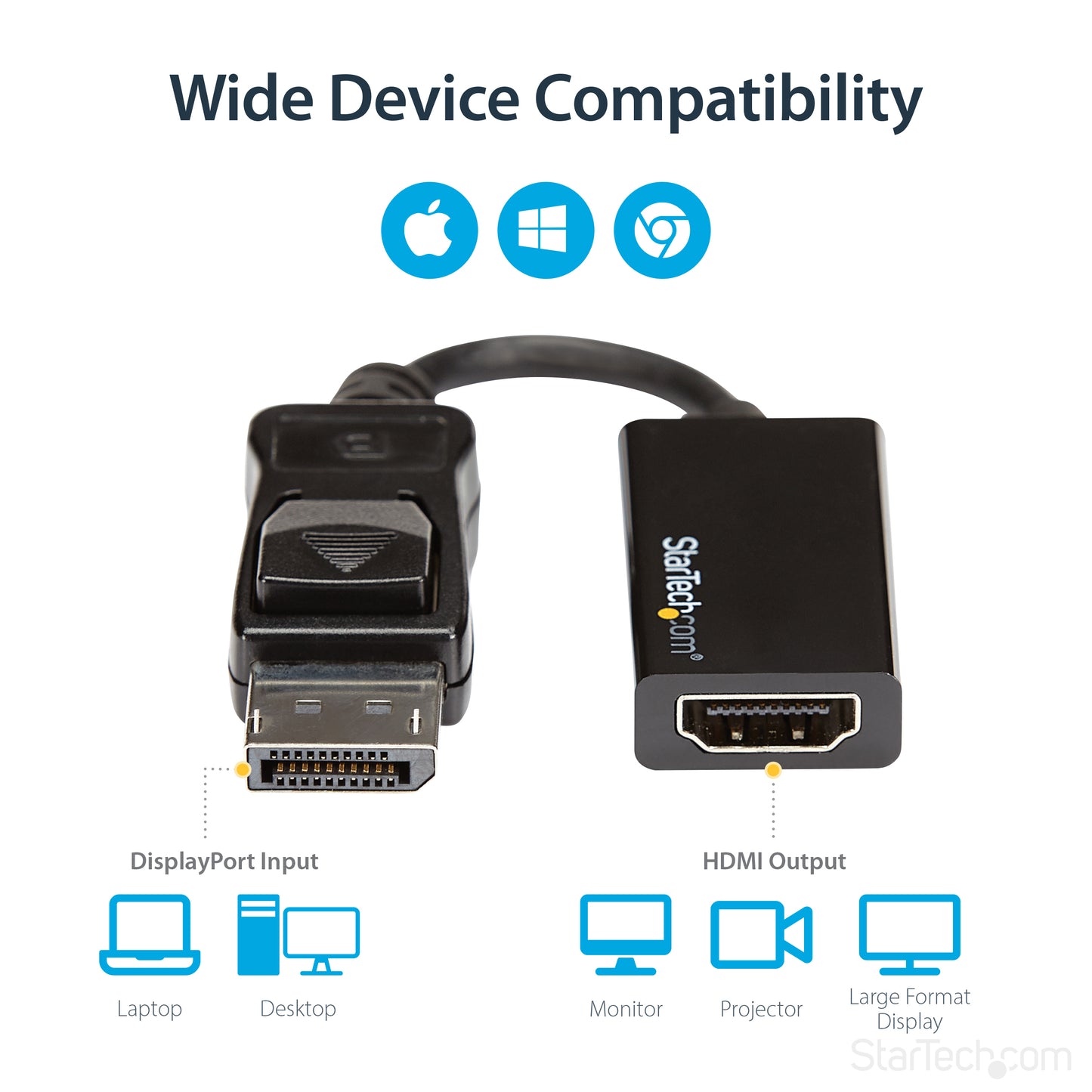 StarTech.com DP2HD4K60S video cable adapter 8.46" (0.215 m) DisplayPort HDMI Black