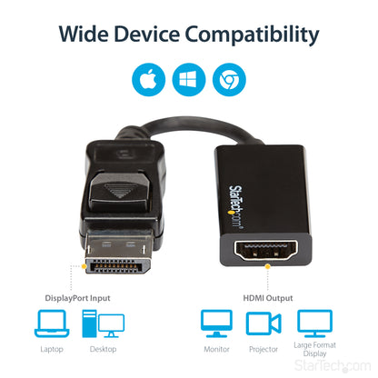 StarTech.com DP2HD4K60S video cable adapter 8.46" (0.215 m) DisplayPort HDMI Black