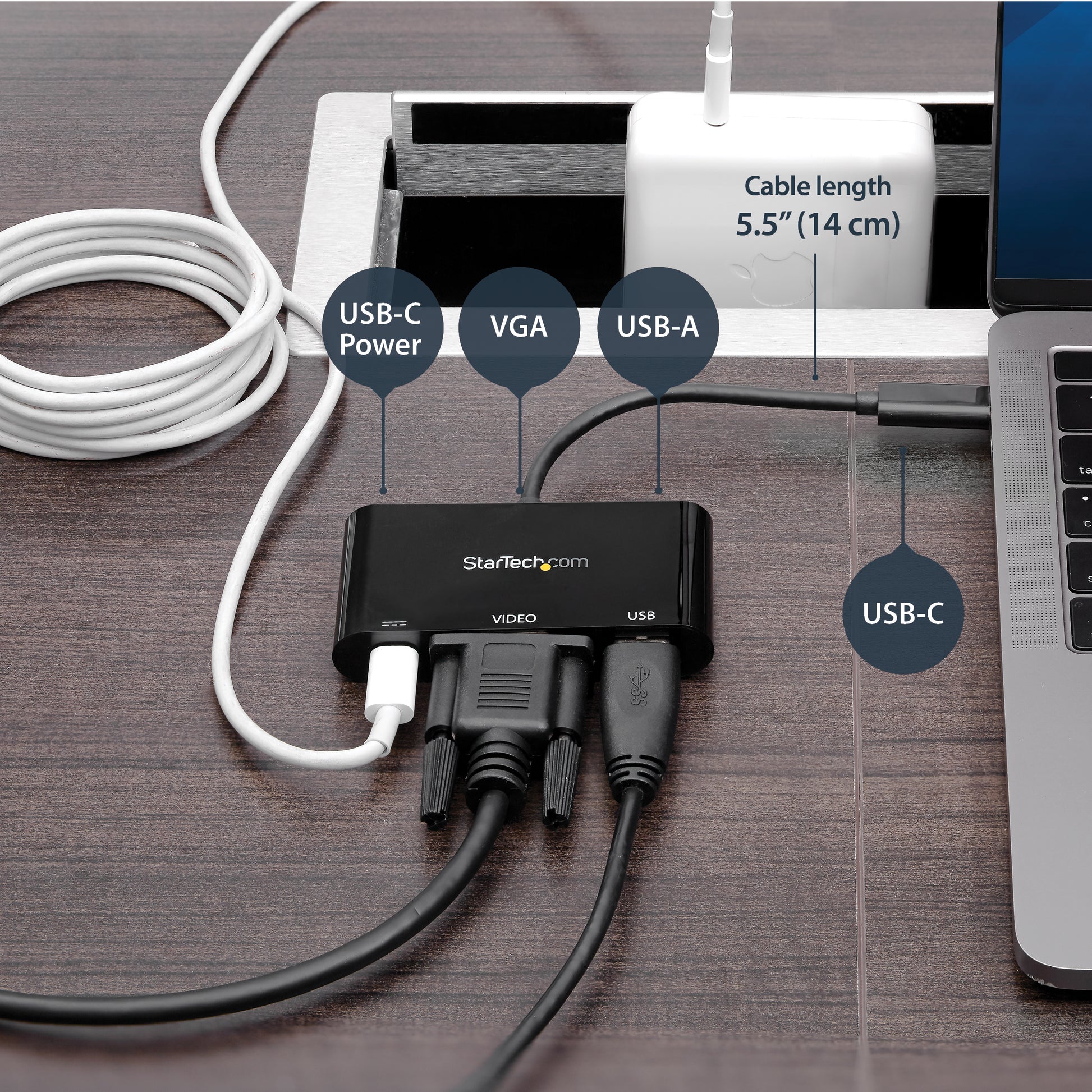 StarTech.com CDP2VGAUACP laptop dock/port replicator Wired USB 3.2 Gen 1 (3.1 Gen 1) Type-C Black