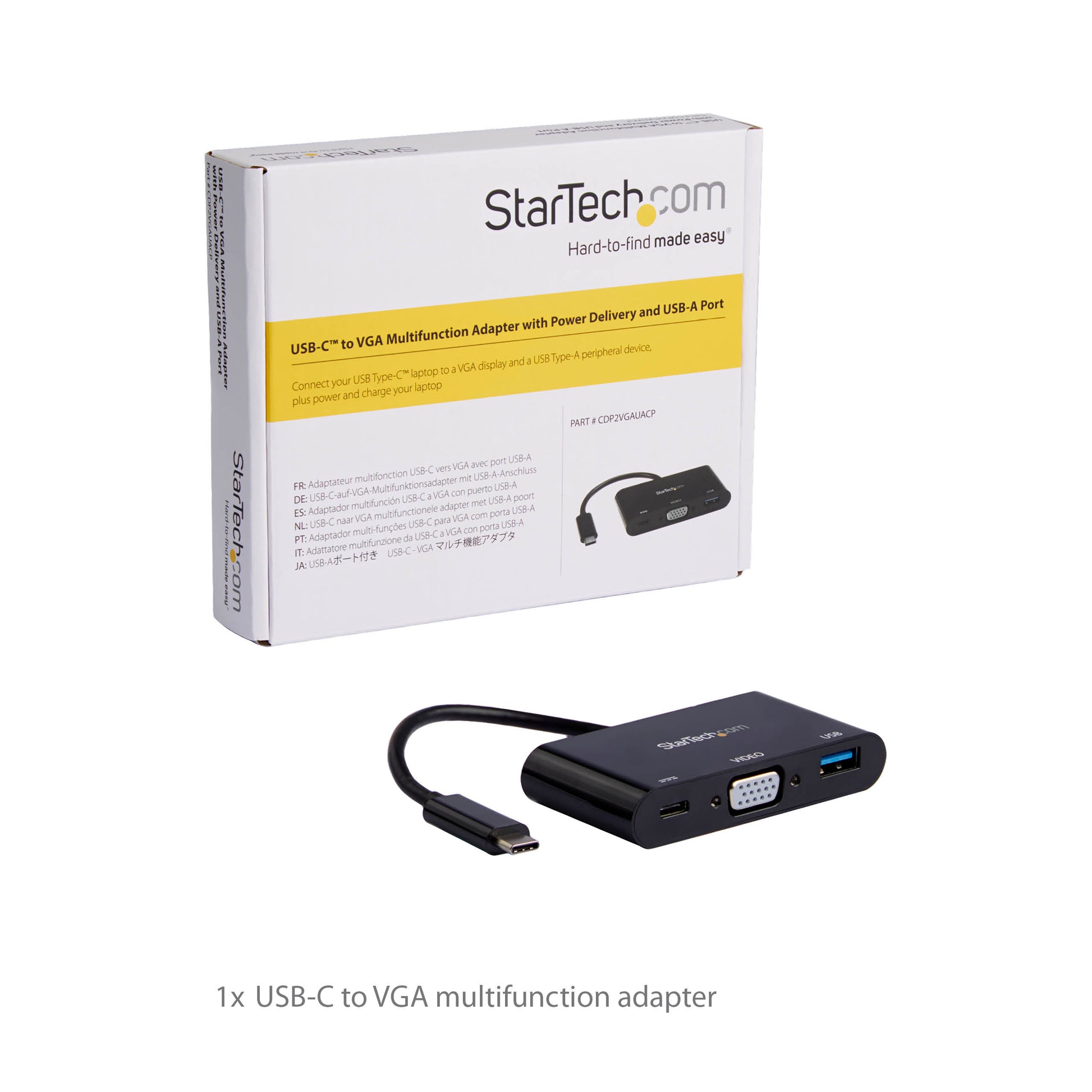 StarTech.com CDP2VGAUACP laptop dock/port replicator Wired USB 3.2 Gen 1 (3.1 Gen 1) Type-C Black