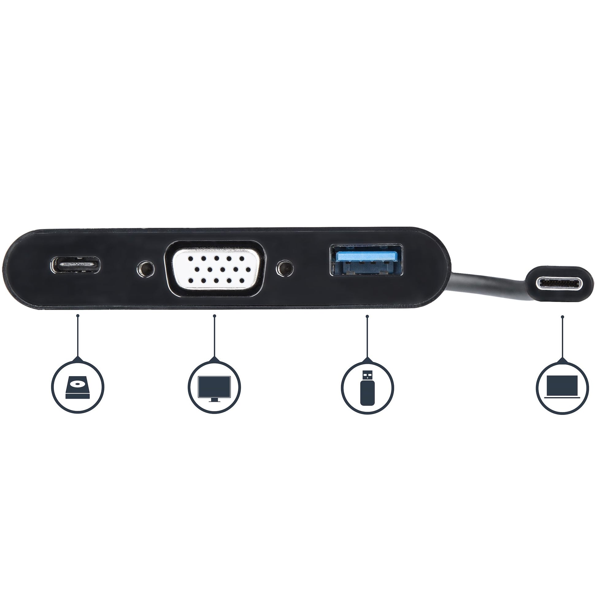StarTech.com CDP2VGAUACP laptop dock/port replicator Wired USB 3.2 Gen 1 (3.1 Gen 1) Type-C Black