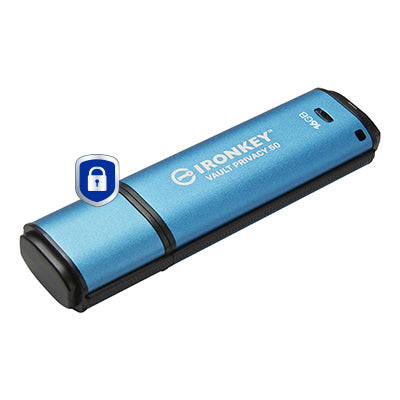 Kingston Technology IronKey Vault Privacy 50 USB flash drive 16 GB USB Type-A 3.2 Gen 1 (3.1 Gen 1) Black, Blue