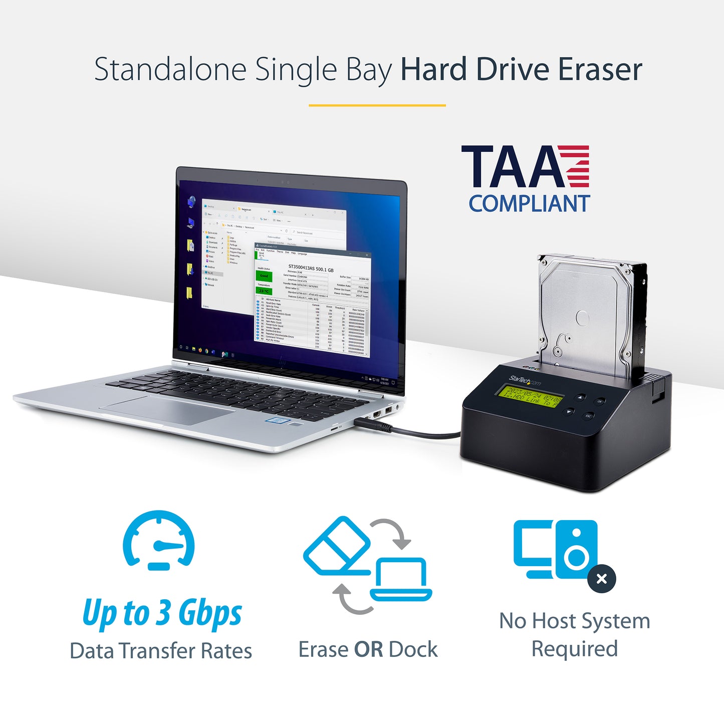 StarTech.com SDOCK1EU3P data storage device part/accessory Disk drive eraser