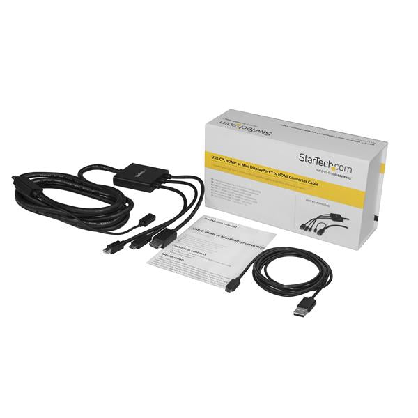StarTech.com CMDPHD2HD video cable adapter 78.7" (2 m) HDMI HDMI + Mini DisplayPort + USB Type-C Black