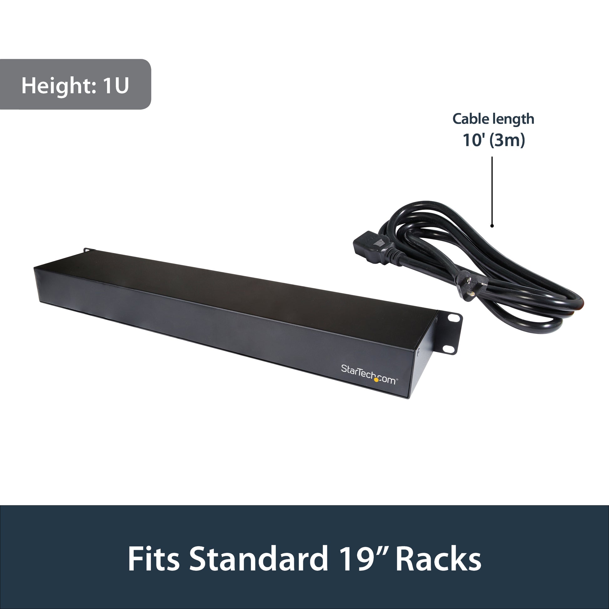 StarTech.com PDU08C13H power distribution unit (PDU) 8 AC outlet(s) 1U Black
