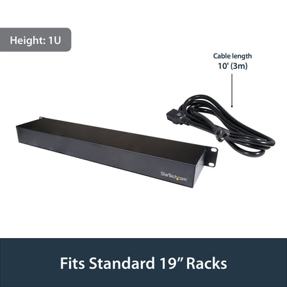 StarTech.com PDU08C13H power distribution unit (PDU) 8 AC outlet(s) 1U Black