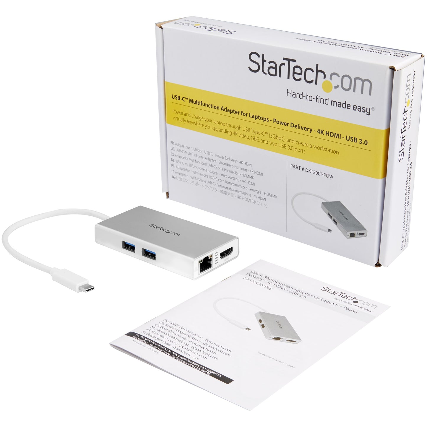 StarTech.com DKT30CHPDW laptop dock/port replicator Wired USB 3.2 Gen 1 (3.1 Gen 1) Type-C Silver, White