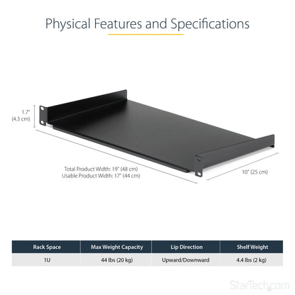 StarTech.com CABSHELF1U10 rack accessory Rack shelf