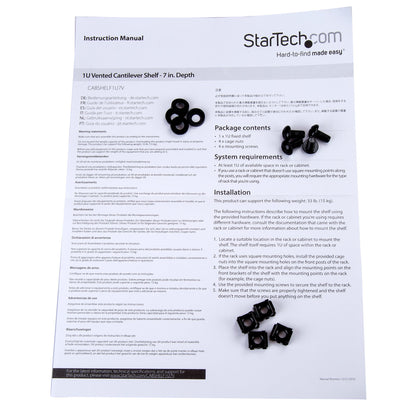 StarTech.com CABSHELF1U7V rack accessory Rack shelf