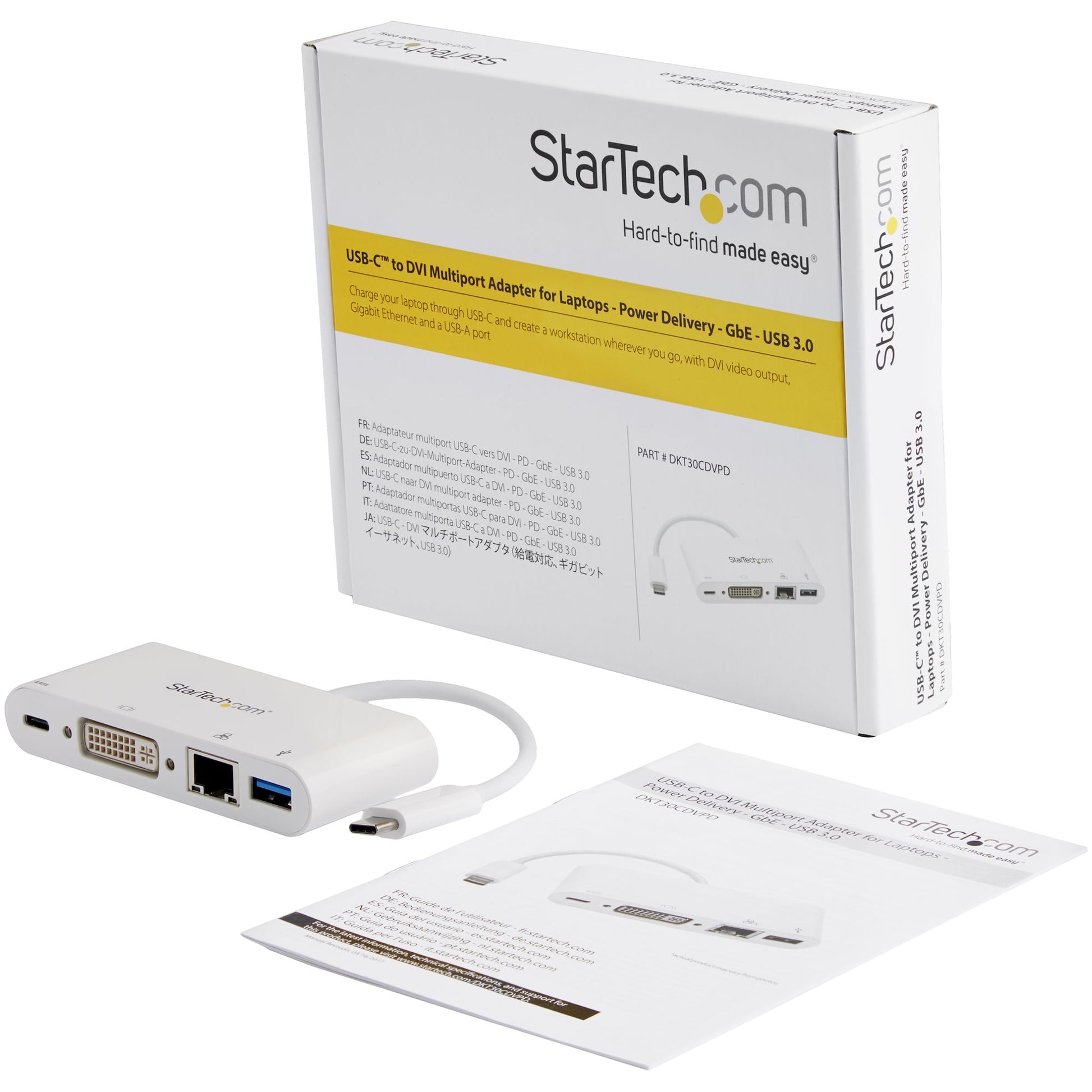StarTech.com DKT30CDVPD laptop dock/port replicator Wired USB 3.2 Gen 1 (3.1 Gen 1) Type-C White