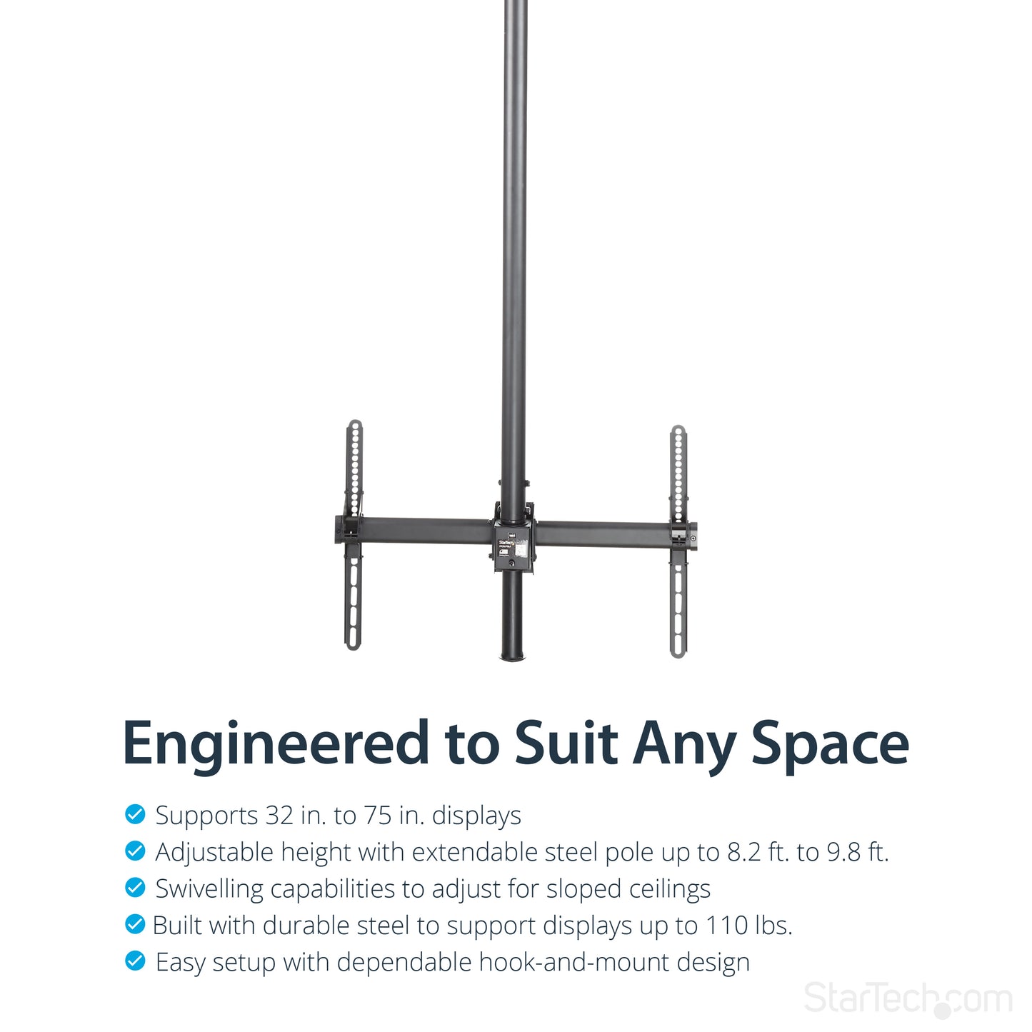 StarTech.com FPCEILPTBLP signage display mount 75" Black