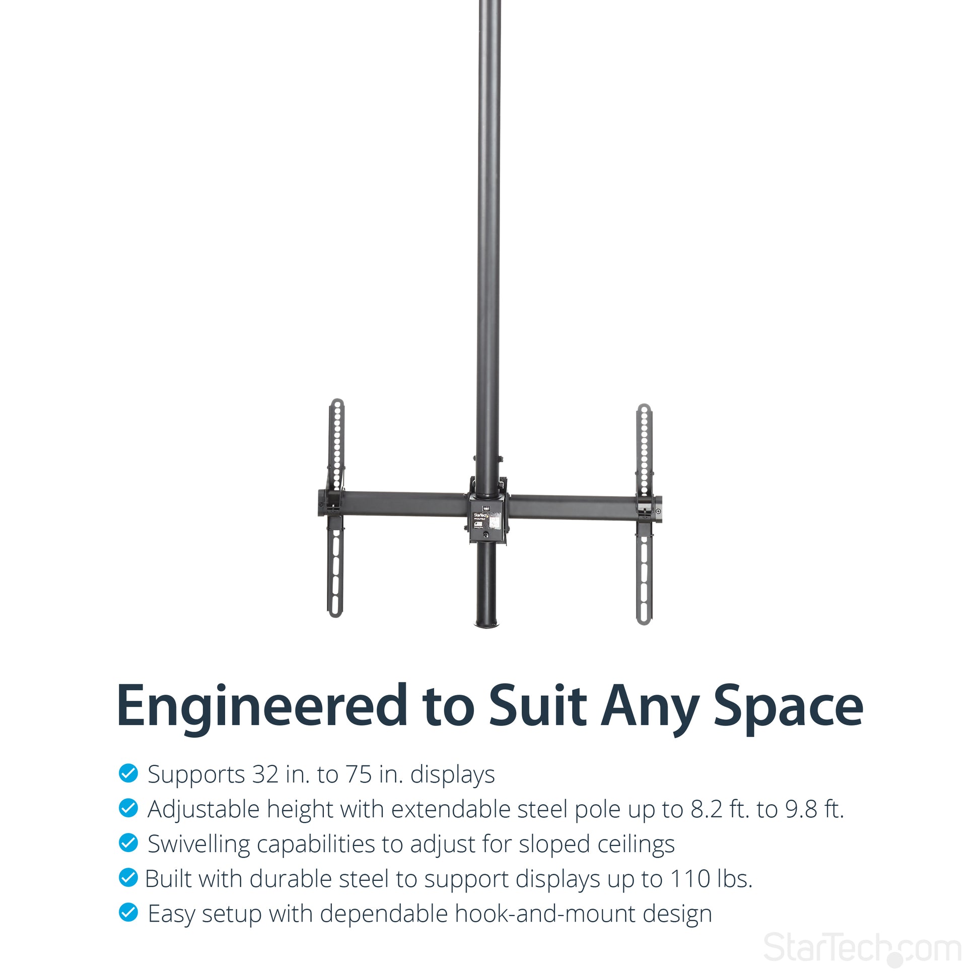 StarTech.com FPCEILPTBLP signage display mount 75" Black