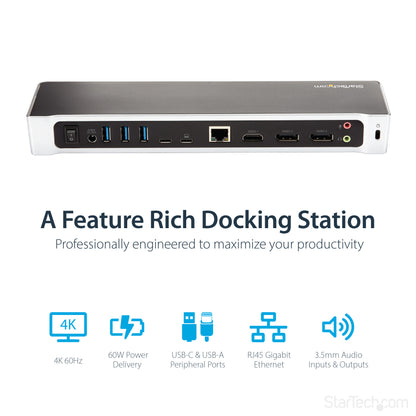 StarTech.com DK30CH2DPPD laptop dock/port replicator Wired USB 3.2 Gen 1 (3.1 Gen 1) Type-C Black, Silver