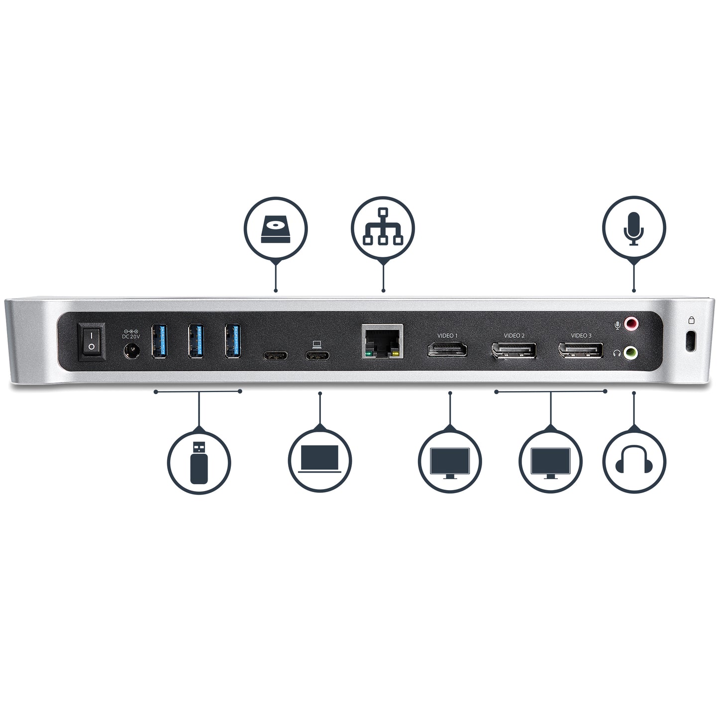 StarTech.com DK30CH2DPPD laptop dock/port replicator Wired USB 3.2 Gen 1 (3.1 Gen 1) Type-C Black, Silver