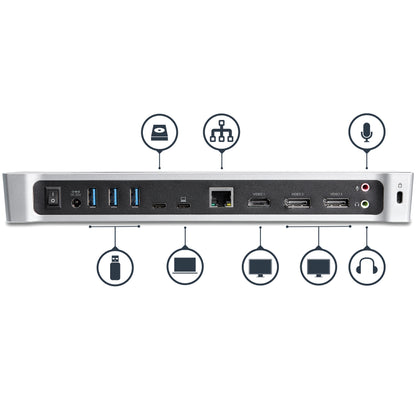 StarTech.com DK30CH2DPPD laptop dock/port replicator Wired USB 3.2 Gen 1 (3.1 Gen 1) Type-C Black, Silver