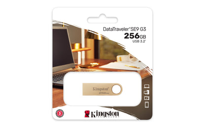 Kingston Technology DataTraveler SE9 G3 USB flash drive 256 GB USB Type-A 3.2 Gen 1 (3.1 Gen 1) Gold