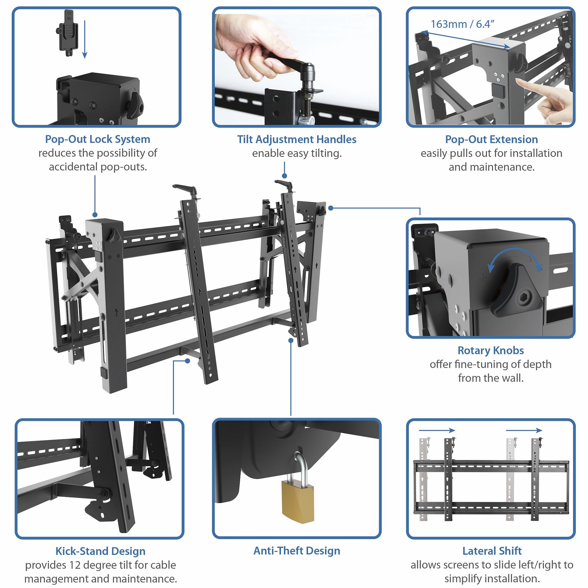 StarTech.com VIDWALLMNT signage display mount 70" Black