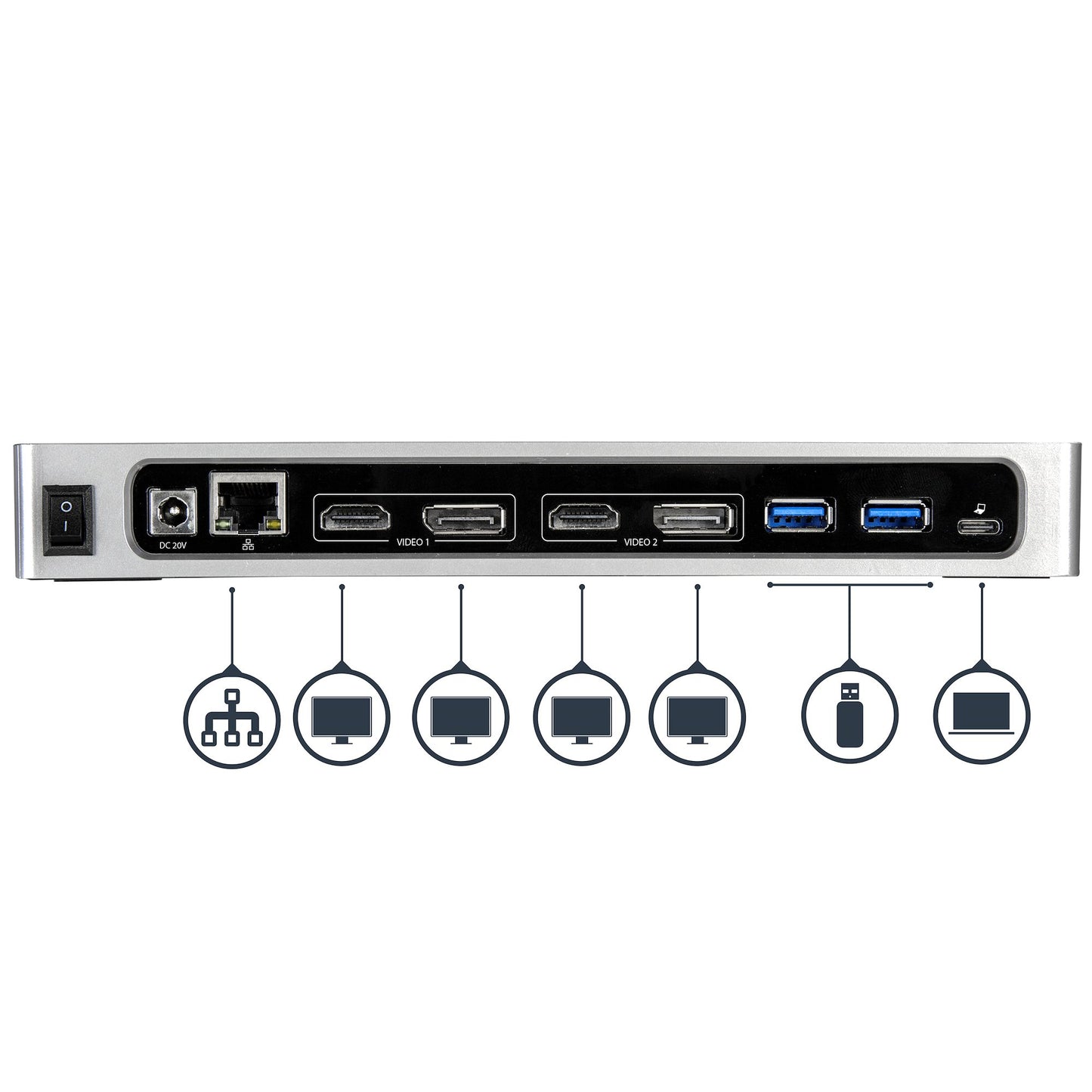 StarTech.com DK30A2DH laptop dock/port replicator Wired USB 3.2 Gen 1 (3.1 Gen 1) Type-C Black, Silver