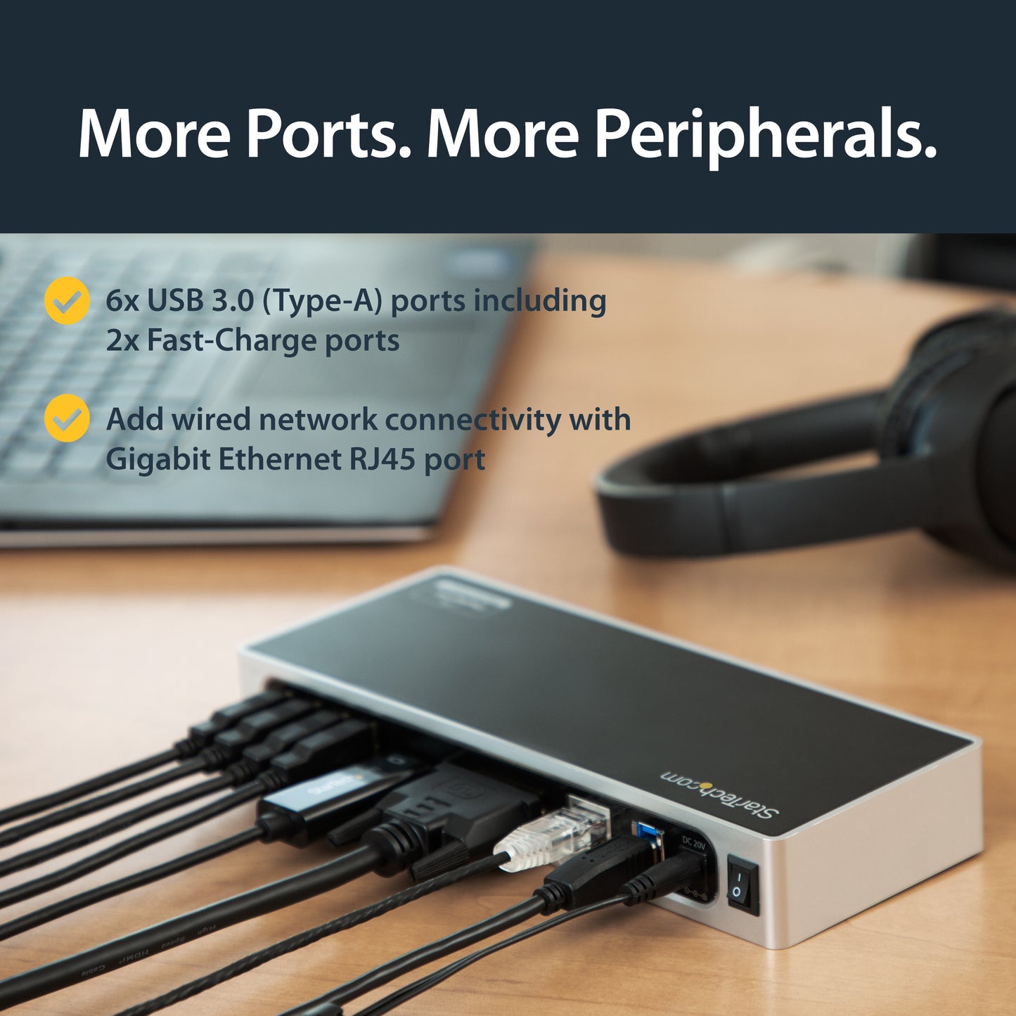 StarTech.com DK30ADD laptop dock/port replicator Wired USB 3.2 Gen 1 (3.1 Gen 1) Type-B Black, Silver