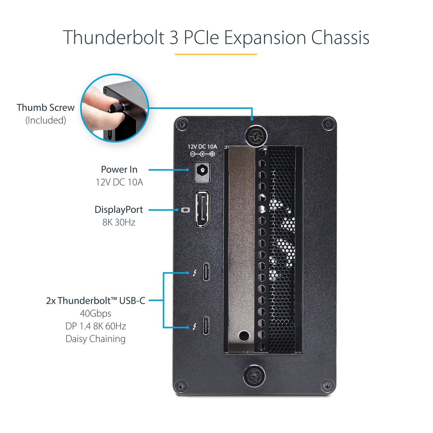 StarTech.com 2TBT3-PCIE-ENCLOSURE laptop dock/port replicator Wired Thunderbolt 3 Silver