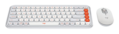Logitech POP Icon Combo keyboard Mouse included Universal Bluetooth QWERTY English Orange, White