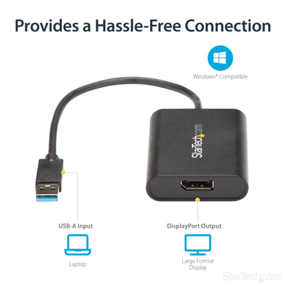 StarTech.com USB32DPES2 USB graphics adapter 3840 x 2160 pixels Black