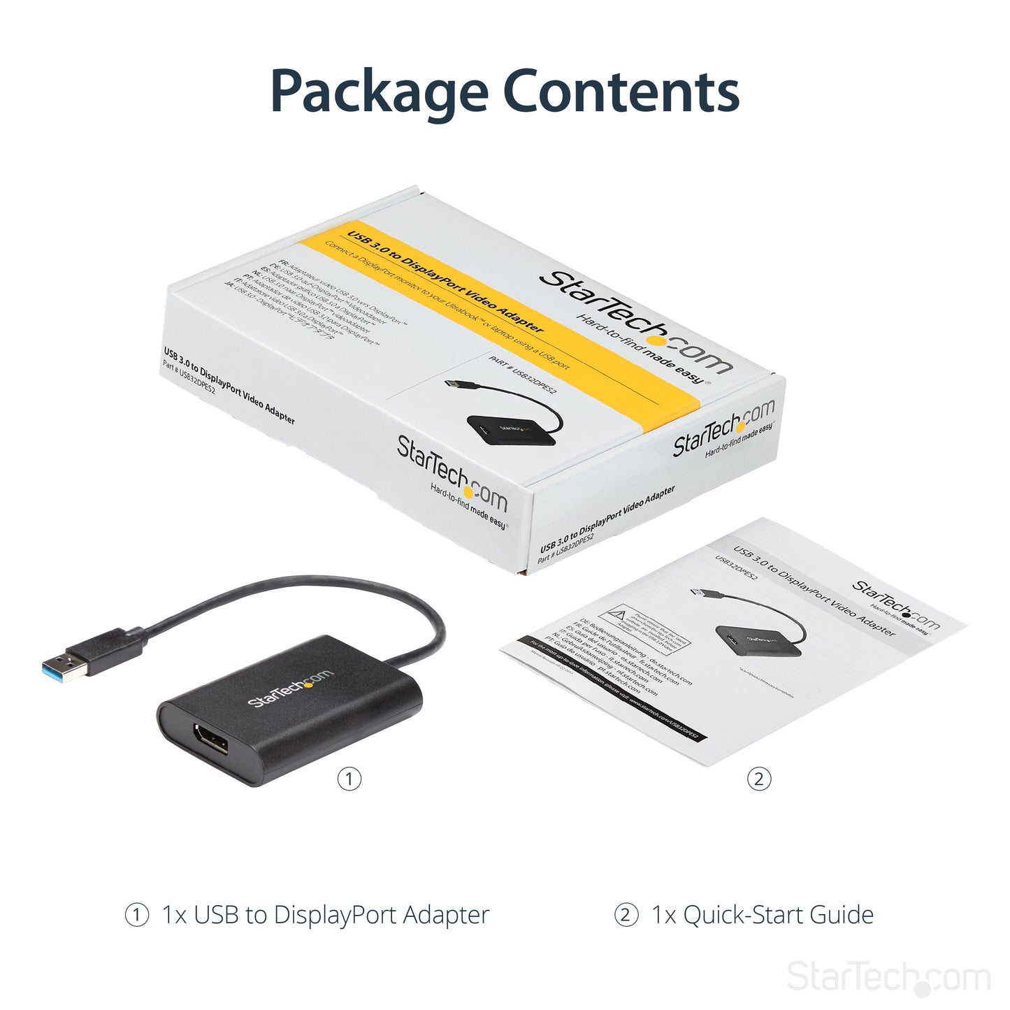 StarTech.com USB32DPES2 USB graphics adapter 3840 x 2160 pixels Black
