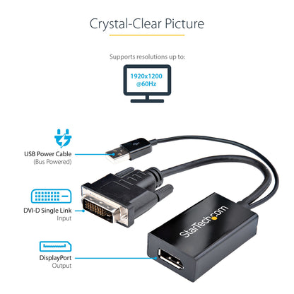 StarTech.com DVI2DP2 video cable adapter 10" (0.254 m) DVI-D DisplayPort Black