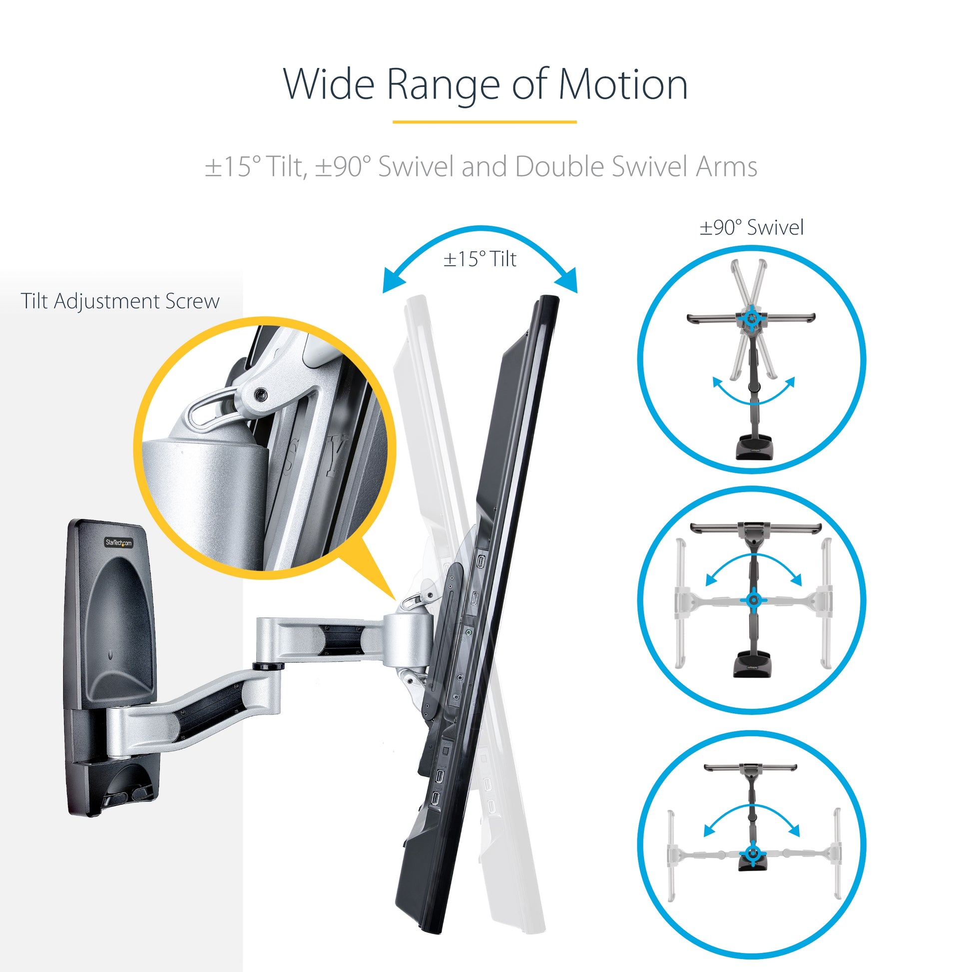 StarTech.com TV-WALL-MOUNT-65FS TV mount/stand 65" Black, Silver
