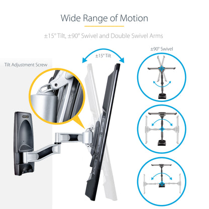 StarTech.com TV-WALL-MOUNT-65FS TV mount/stand 65" Black, Silver