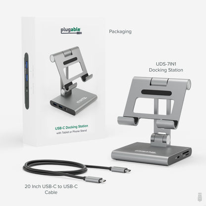 Plugable Technologies UDS-7IN1 multimedia cart/stand Silver Tablet Multimedia stand