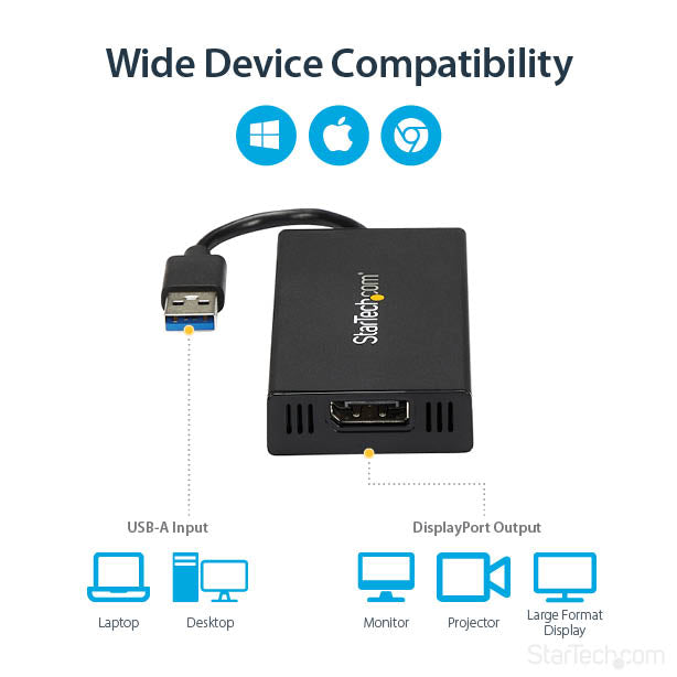StarTech.com USB32DP4K USB graphics adapter 3840 x 2160 pixels Black