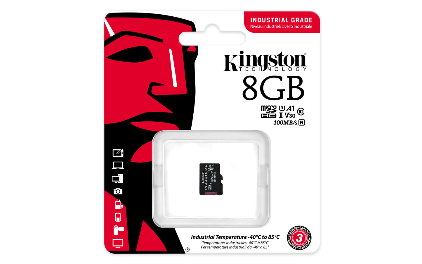 Kingston Technology Industrial 8 GB MicroSDHC UHS-I Class 10