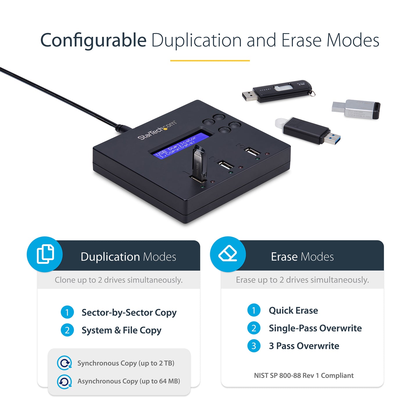 StarTech.com USBDUP12 media duplicator USB flash drive duplicator Blue 2 copies