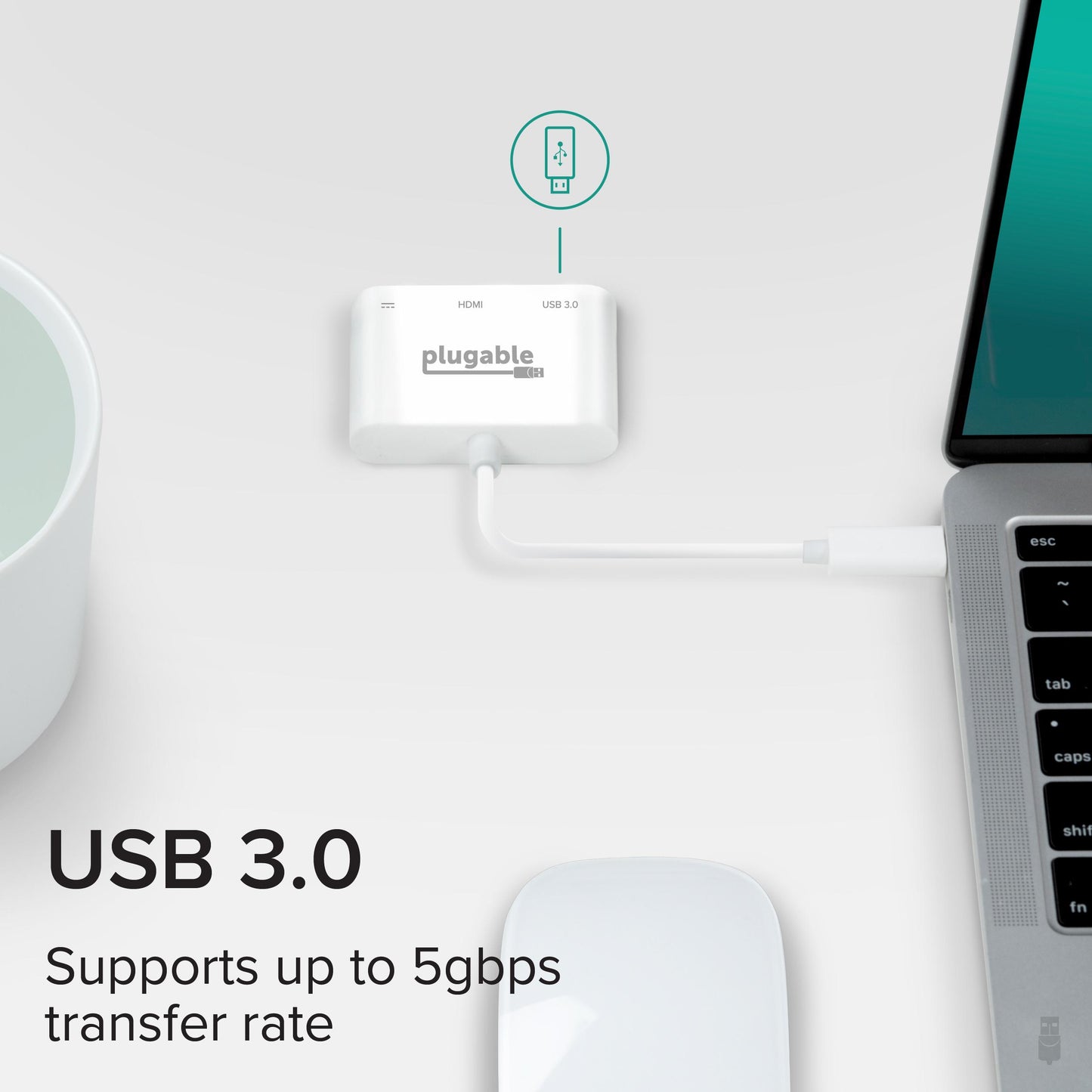 Plugable Technologies USBC-MD103 laptop dock/port replicator Wired USB Type-C White