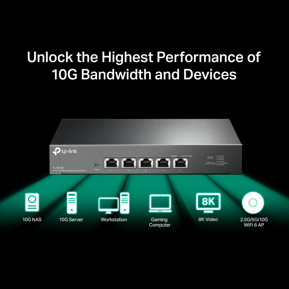 TP-Link TL-SX105 network switch Unmanaged 10G Ethernet (100/1000/10000) Black