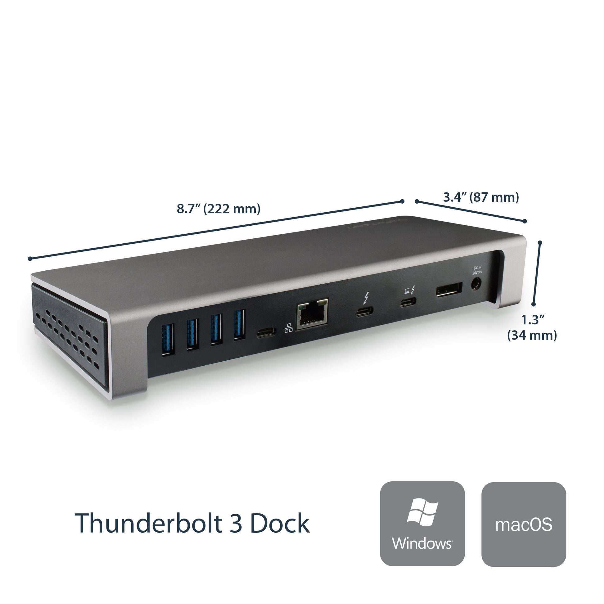 StarTech.com TB3DOCK2DPPD laptop dock/port replicator Wired USB 3.2 Gen 1 (3.1 Gen 1) Type-C Black