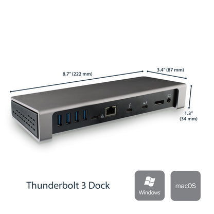 StarTech.com TB3DOCK2DPPD laptop dock/port replicator Wired USB 3.2 Gen 1 (3.1 Gen 1) Type-C Black
