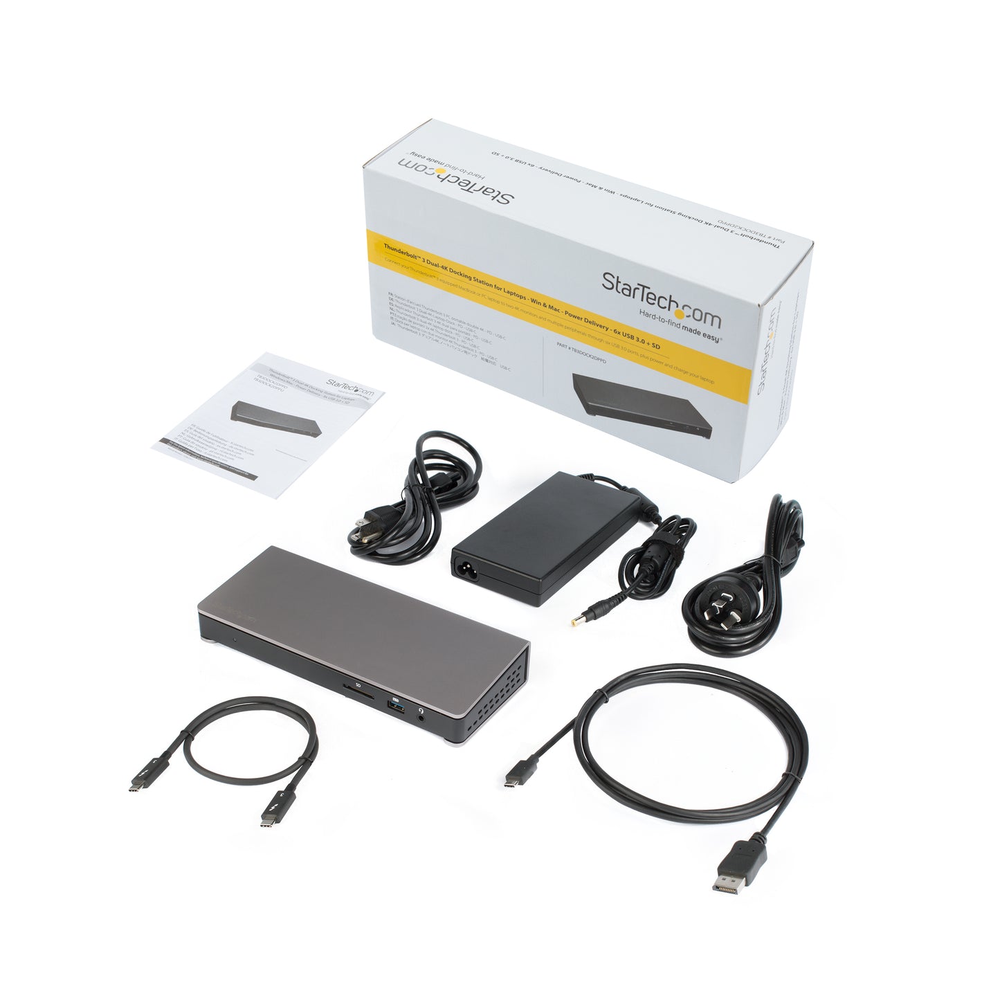 StarTech.com TB3DOCK2DPPD laptop dock/port replicator Wired USB 3.2 Gen 1 (3.1 Gen 1) Type-C Black