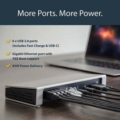 StarTech.com TB3DOCK2DPPD laptop dock/port replicator Wired USB 3.2 Gen 1 (3.1 Gen 1) Type-C Black